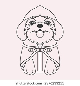 Cute Shih Tzu Dog Line Art Design Vector Illustration