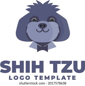 Cute shih tzu dog logo vector illustration template