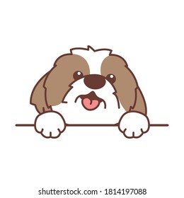 Cute shih tzu perro traza sobre la pared, ilustración vectorial