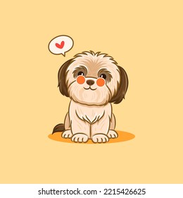 Cute shih tzu dog puppy sitting cartoon vector svg