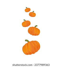 Cute shiny orange floating pumpkins template isolated background. Aesthetic style Halloween, Thanksgiving elements.