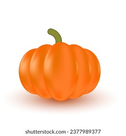 Cute shiny orange pumpkin isolated. Realistic 3d pumpkin transparent background, great for decoration. Fresh delicious cartoon pumpkin vegetable
