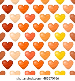 Cute shiny seamless heart pattern isolated on white background. Vector illustration for valentine design. Chic sweet feminine background invitation card. Lovely romantic decorative set