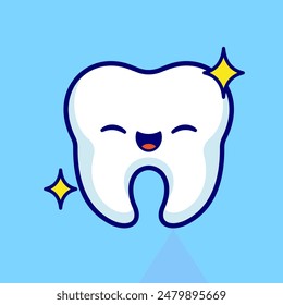 Ilustración del Vector de dibujos animados del diente brillante lindo. Icono de objeto de Educación Concepto Vector de Premium aislado. Estilo plano de dibujos animados