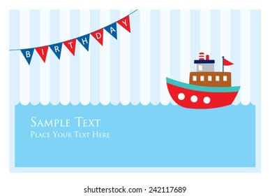 cute ship birthday greeting card