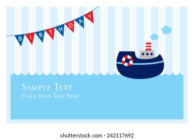 cute ship birthday greeting card