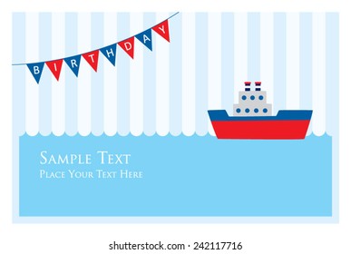 cute ship birthday greeting card
