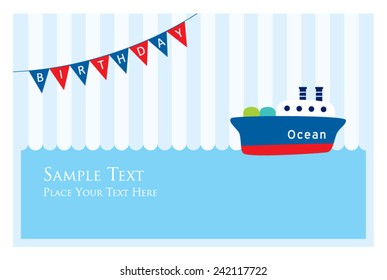 cute ship birthday greeting card