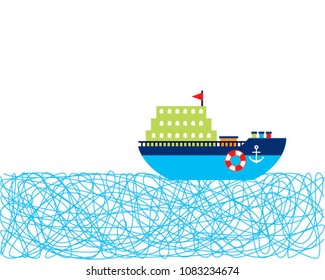 cute ship boat card