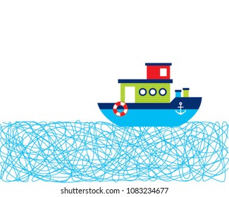 cute ship boat card