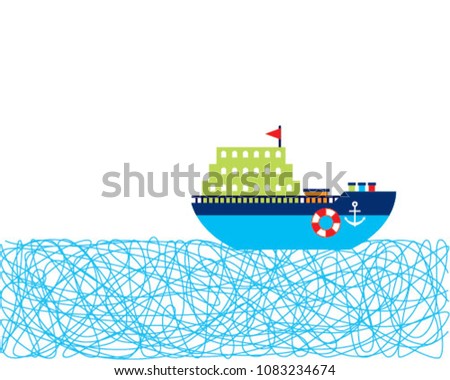 cute ship boat card