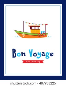 cute ship bon voyage greeting card