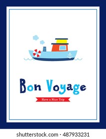 cute ship bon voyage greeting card