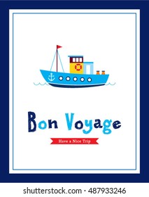 cute ship bon voyage greeting card