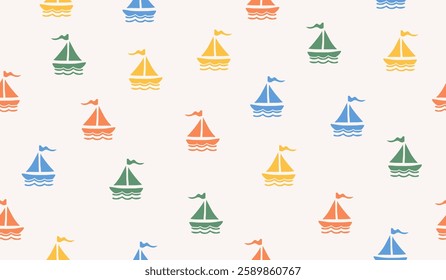 Cute ships pattern background vector design