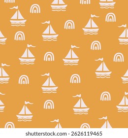 Cute ships pattern background vector design