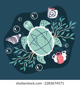 Cute shirt emblem artwork animal underwater ocean reef marine life concept. Vector graphic design illustration