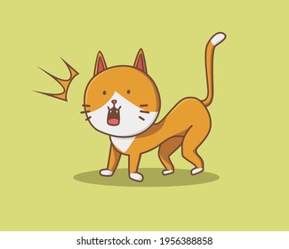 Cute Shock Cat. Animal Cartoon Flat Style Icon  Premium Vector
