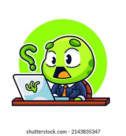 Tortuga de choque suave en el trabajo caricatura ilustración del vector 