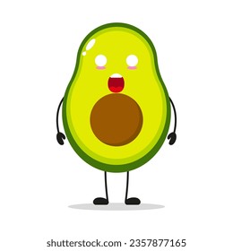 Cute shocked avocado character. Funny fruit cartoon emoticon in flat style. avocado emoji vector illustration