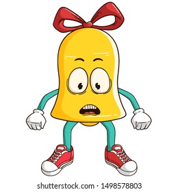 cute shocked bell cartoon character with funny expression