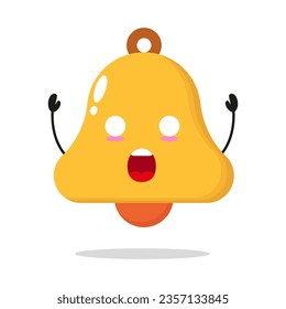 Cute shocked bell character. Funny chime cartoon emoticon in flat style. bell vector illustration	