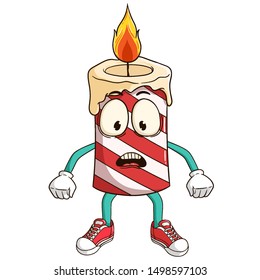 cute shocked candle cartoon character with funny expression