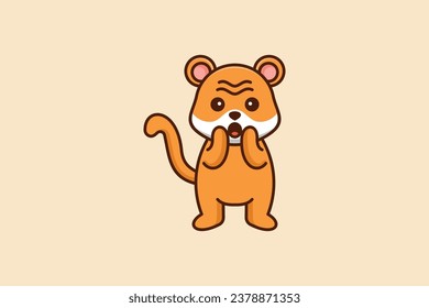 cute shocked cat vector template logo design