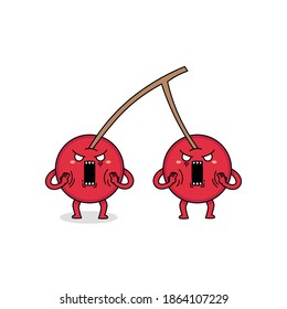 Cute Shocked Cherry Cartoon Characters Stock Vector (Royalty Free