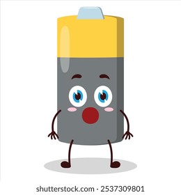 cute shocked expression of battery character