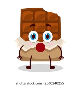 cute shocked expression of bite chocolate bar character
