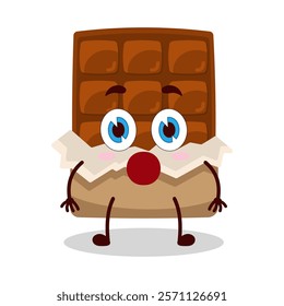 cute shocked expression of bite chocolate bar character
