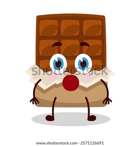 cute shocked expression of bite chocolate bar character
