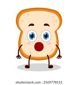 cute shocked expression of bread cartoon character
