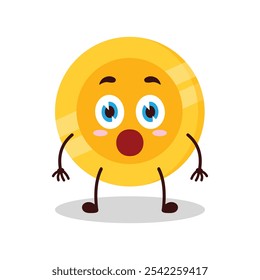 cute shocked expression of coin cartoon character