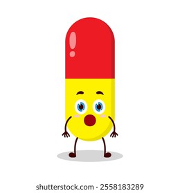 cute shocked expression of drug capsule cartoon character
