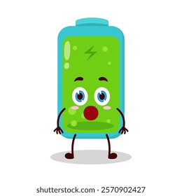 cute shocked expression of full battery cartoon character
