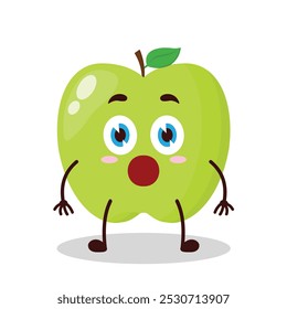 bonitinho chocado expressão de personagem de desenho animado de maçã verde
