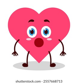 cute shocked expression of heart cartoon character