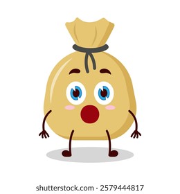 cute shocked expression of money bag cartoon character
