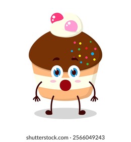 cute shocked expression of muffin character
