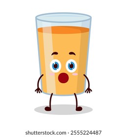 cute shocked expression of orange juice cartoon character