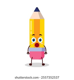 cute shocked expression of pencil cartoon character