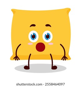 cute shocked expression of pillow cartoon character
