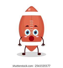 cute shocked expression of rugby ball cartoon character
