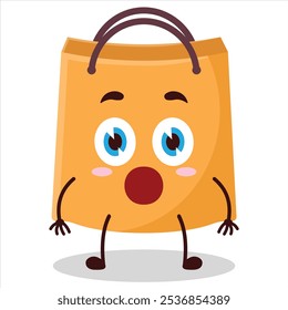 cute shocked expression of shopping bag character