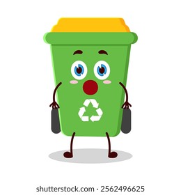 cute shocked expression of trash bin cartoon character
