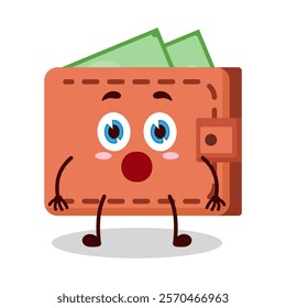 cute shocked expression of wallet cartoon character
