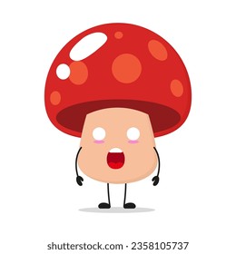 	
Cute shocked mushroom character. Funny fungus cartoon emoticon in flat style. mushroom emoji vector illustration