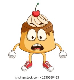 cute shocked pudding custard cartoon character with funny expression